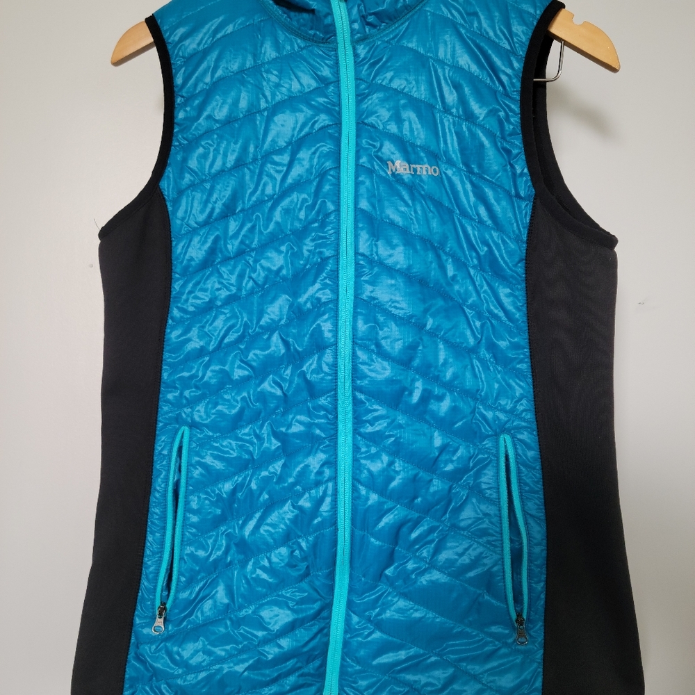 Marmot Teal Blue and Black Quilted Insulated Vest